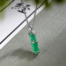 子佩集S925银【竹隐】套链【DZ015231】纯银绿玉髓竹节项链2408