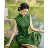 SYK66590 时尚改良新中式长款绿色无袖旗袍2024夏季新款年轻女士旗袍 商品缩略图3