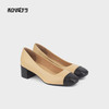 和诚行 2024秋冬新款小香风通勤百搭粗中跟单鞋女气质真皮0010831 商品缩略图0
