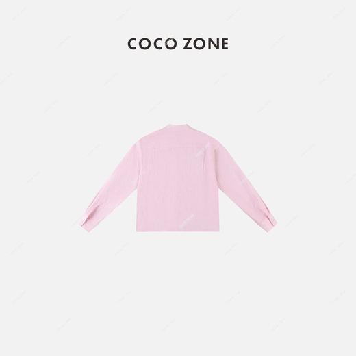 COCO ZONE 通勤风麻料长袖条纹衬衫上衣 23C18877 商品图1