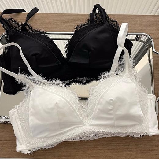 小胸聚拢内衣女薄款显大胸三角杯无钢圈蕾丝文胸罩套装法式防下垂 商品图4