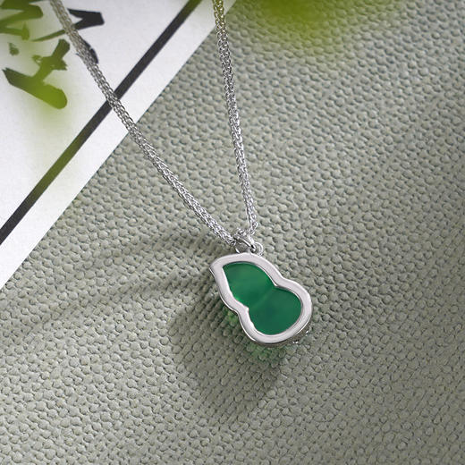 子佩集S925银【福颜】玉髓套链【YHTL001】纯银绿玉髓葫芦项链2408 商品图2
