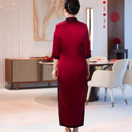 LHS喜婆婆婚宴装高贵蕾丝旗袍2024新款秋季新中式婚礼妈妈礼服连衣裙 商品图1