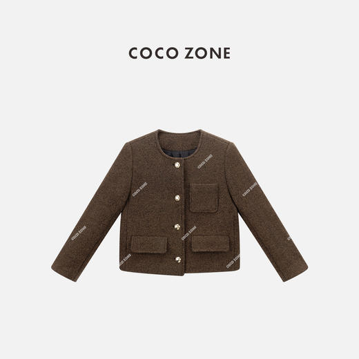 COCO ZONE 秋季高级感圆领外套单排扣长袖上衣CC2C1544 商品图0