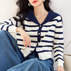 雀说海军领长袖针织开衫新款设计感小众撞色毛衣上衣外套AL17002 商品缩略图1