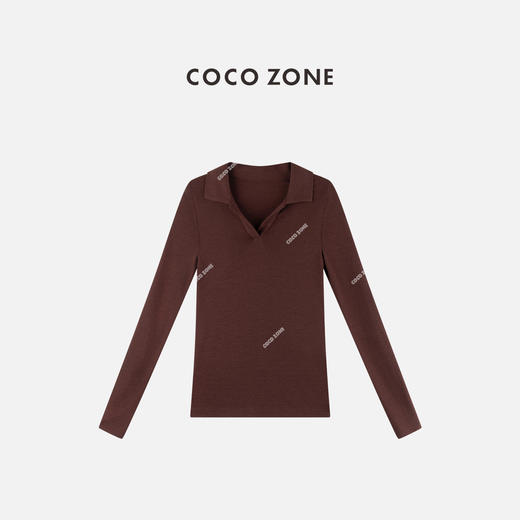 COCO ZONE 秋季翻领长袖T恤纯色打底衫CC1C2084 商品图0