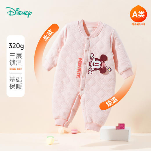 Disney/迪士尼【夹棉保暖】24秋男女宝宝暖棉连体衣薄棉哈衣卡通爬爬服ZD4DL017 商品图5
