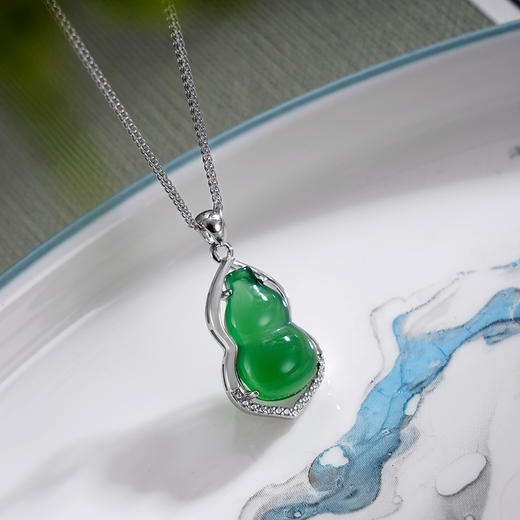 子佩集S925银【念福】套链【YHTL004】纯银绿玉髓葫芦项链2408 商品图2