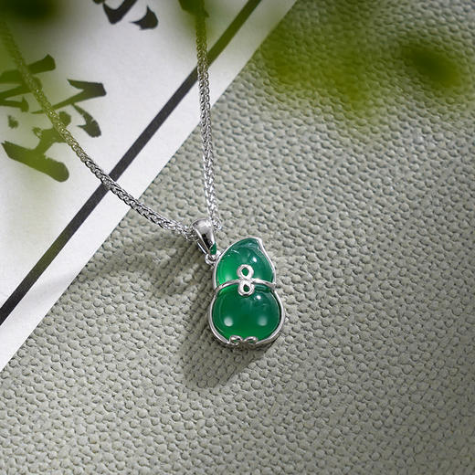 子佩集S925银【福颜】玉髓套链【YHTL001】纯银绿玉髓葫芦项链2408 商品图1