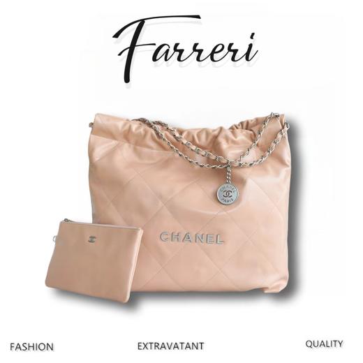 香奶奶 22bag垃圾袋手袋 正品尾皮 奶茶杏银扣 中号 商品图0