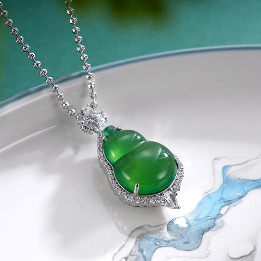 子佩集S925银【福禄宝全】套链【DZ017123】纯银绿玉髓葫芦项链2408 商品图1