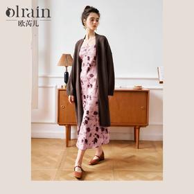 
OLrain欧芮儿法式咖色针织衫女秋季2024新款慵懒简约宽松针织开衫