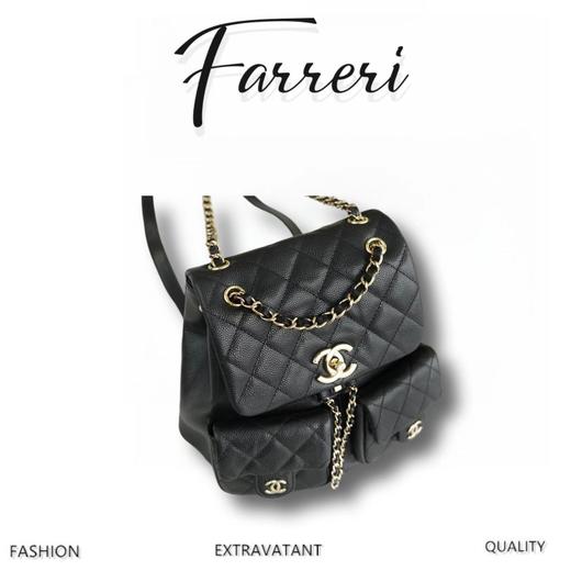 香奶奶 23P新款 Duma双肩 包牛皮 中号黑色 商品图0