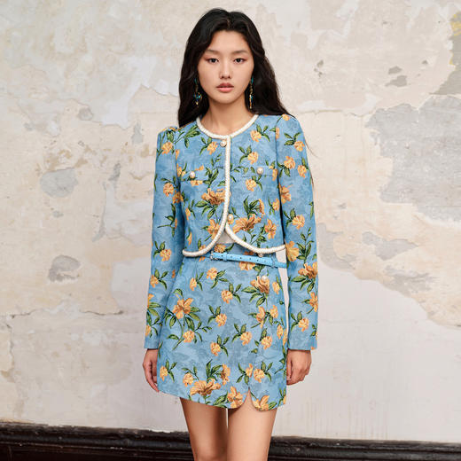 欧式复古扶桑花提花外套女蕾丝吊带内搭 商品图0