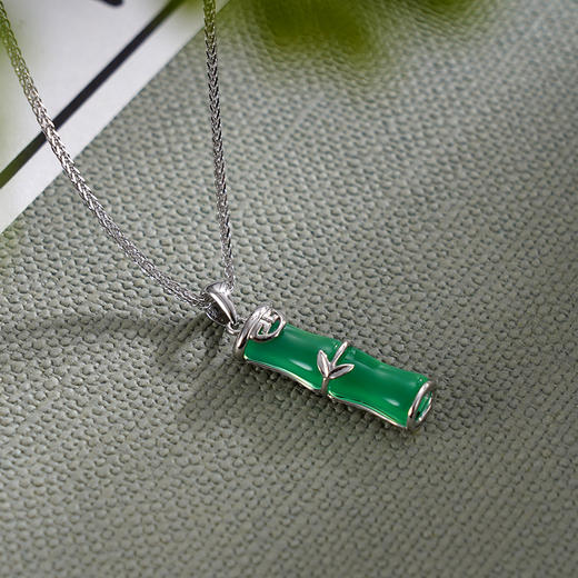 子佩集S925银【竹隐】套链【DZ015231】纯银绿玉髓竹节项链2408 商品图2