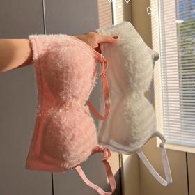 2024秋冬新款毛茸茸舒适辣妹美背文胸罩 聚拢无钢圈内衣女 