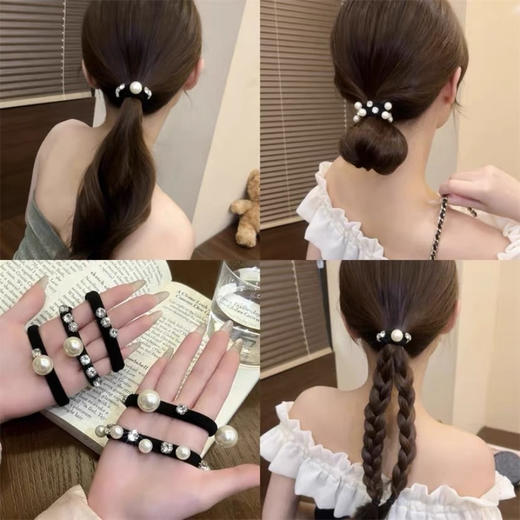 【家居百货】【 千金韩系贝珠发圈5件套 】举手投足都是优雅 戴上这个发圈气质优雅又知性 还带有一些可爱俏皮  尤物是你呀 一个小发饰可以提升整体品味 商品图5