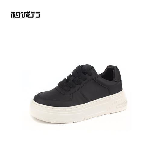 和诚行 2024秋冬新款百搭真皮时尚厚底休闲鞋女鞋厚底板鞋0551173 商品图1