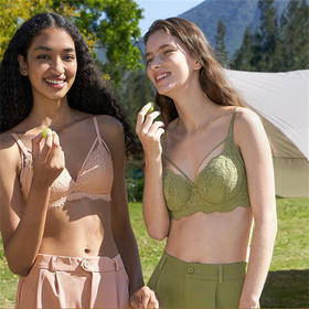 抹茶2024新款内衣女全罩杯防下垂防凸点微聚拢胸罩轻薄大胸显小文