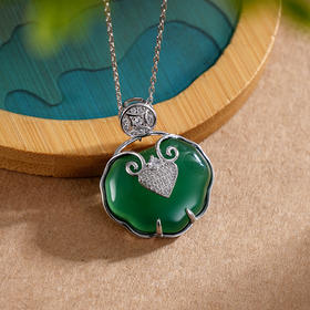 子佩集S925银【福锁华年】吊坠【DZ013357】纯银绿玉髓(不含链)锁2408