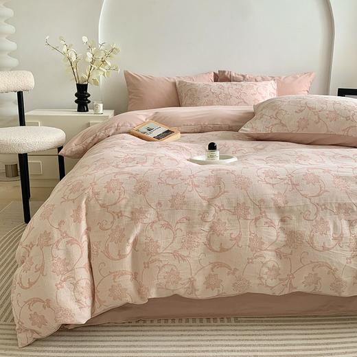 【三层纱A类磨毛四件套】全棉磨毛A类色织提花四件套三层纱磨毛件套提花秋冬 商品图0