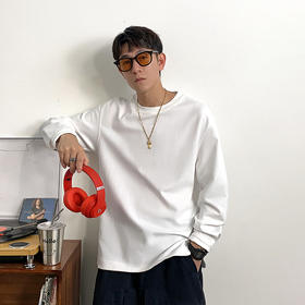 徐太浪日系高级感简约长袖T恤男春秋设计感衬衫袖休闲纯棉打底衫