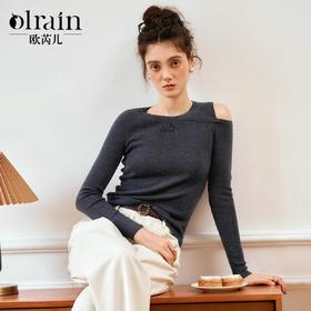 
OLrain欧芮儿长袖套头针织衫女秋季2024年新款设计感镂空针织上衣