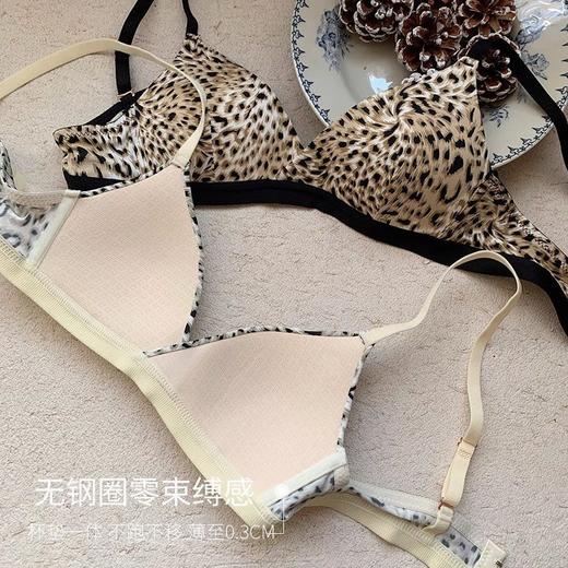 纯欲豹纹三角杯小胸内衣女无钢圈舒适防下垂透气文胸罩套装新款 商品图3