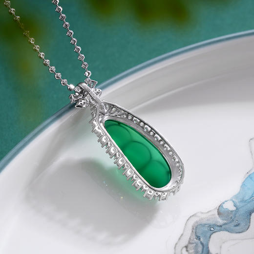 子佩集S925银玉髓豆蔻华年套链【DZ016535】纯银绿玉髓豆角豆荚项链2408 商品图3