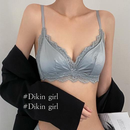小胸聚拢内衣女薄款显大胸三角杯无钢圈蕾丝文胸罩套装法式防下垂 商品图3