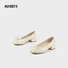 和诚行 2024秋冬新款漆皮蝴蝶结温柔气质女鞋低跟浅口单鞋0010829 商品缩略图2