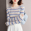 雀说新款镂空条纹针织衫防晒衣女装设计感洋气撞色拼接上衣AL37045 商品缩略图0