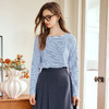 
OLrain欧芮儿条纹长袖T恤女秋季2024年新款设计感一字领休闲上衣 商品缩略图1