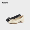 和诚行 2024秋冬新款漆皮蝴蝶结温柔气质女鞋低跟浅口单鞋0010829 商品缩略图3