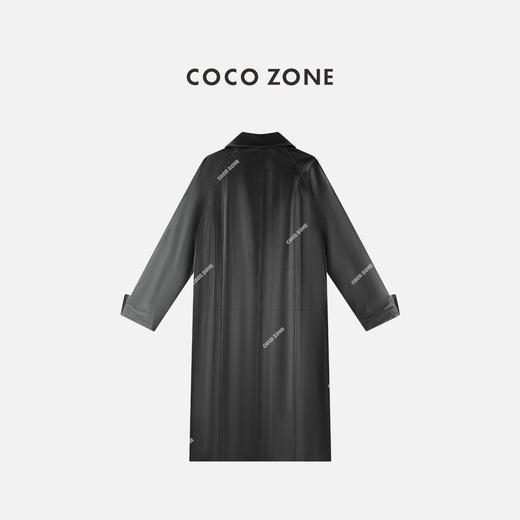 COCO ZONE 高级感气质简约polo领长款皮衣外套CC2C1948 商品图1