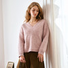 OLrain欧芮儿粉色V领毛衣女秋季2024新款慵懒风通勤宽松套头上衣 商品缩略图3