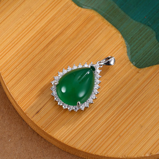 子佩集S925银【春华晴雪】套链【DZ016139】纯银绿玉髓项链2408 商品图3