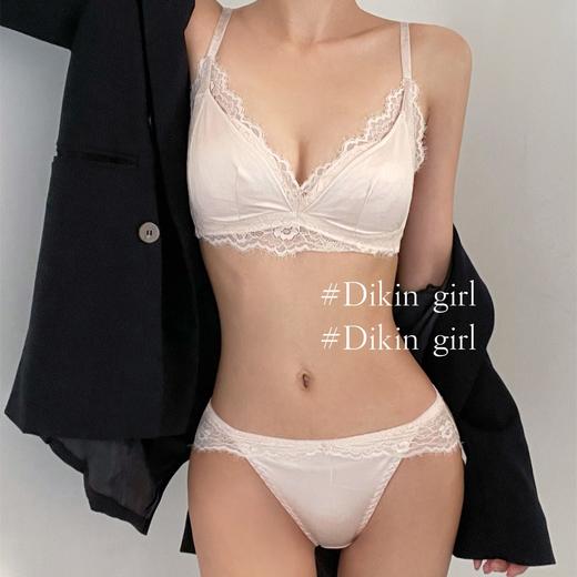 小胸聚拢内衣女薄款显大胸三角杯无钢圈蕾丝文胸罩套装法式防下垂 商品图2