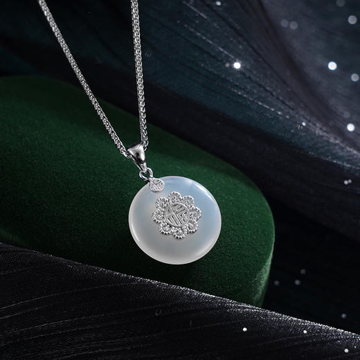 子佩集S925银【幸福光华】套链【DZ017349】纯银白玉髓项链2408 商品图2