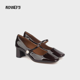 和诚行 2024秋冬新款法式复古气质玛丽珍鞋女通勤中跟单鞋0980026
