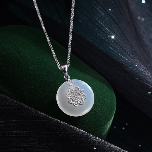 子佩集S925银【幸福光华】套链【DZ017349】纯银白玉髓项链2408 商品图1