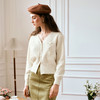 OLrain欧芮儿V领杏色毛衣女秋季2024年新款立体钩花田园风外套 商品缩略图3