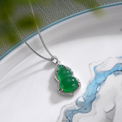 子佩集S925银【念福】套链【YHTL004】纯银绿玉髓葫芦项链2408 商品图3