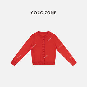 COCO ZONE 简约休闲单排扣针织开衫纯色圆领上衣CC2C2080