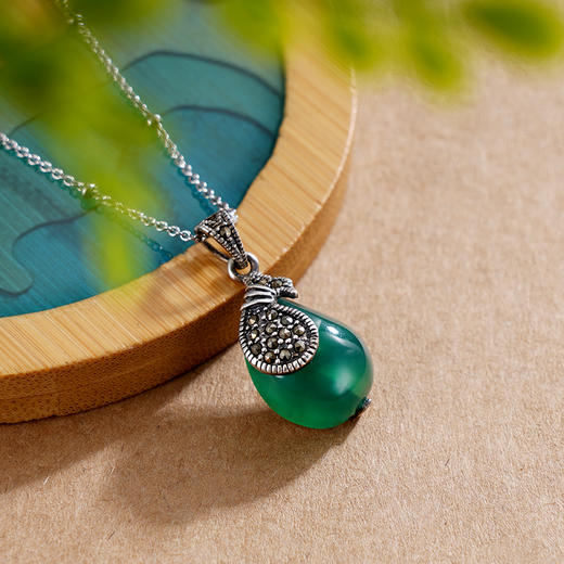 子佩集S925银【凝烟】玉髓吊坠【CY962913】纯银绿玉髓(不含链)2408 商品图1
