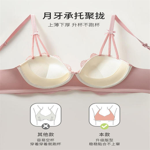 少女纯欲圆圆胸型内衣 小胸聚拢无钢圈 收副乳防下垂性感蕾丝文胸罩 商品图3