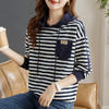 雀说连帽条纹卫衣女新款爆款女装宽松上衣高端外套AL30086 商品缩略图3