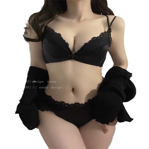 粉豹纹蕾丝内衣女 加厚显大小胸聚拢文胸 无钢圈舒适性感前扣式胸罩蕾丝美背内衣女 商品图4