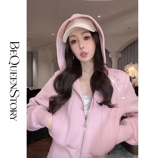 BeQueenStory【动感千金】减龄手工短款连帽外套&显瘦长裤套装 商品图4