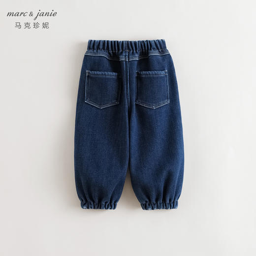 马克珍妮男童轻潮时尚加绒牛仔裤儿童裤子束脚裤冬装新款241212 商品图2